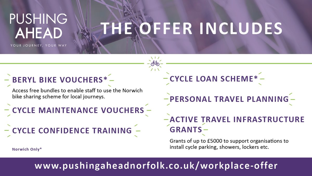 Does your workplace encourage active travel on your commute?

We want to support businesses to enable employees to travel actively. We have developed a package of support for Greater Norwich and Great Yarmouth organisations.

Find out more👉bit.ly/workplaceoffer