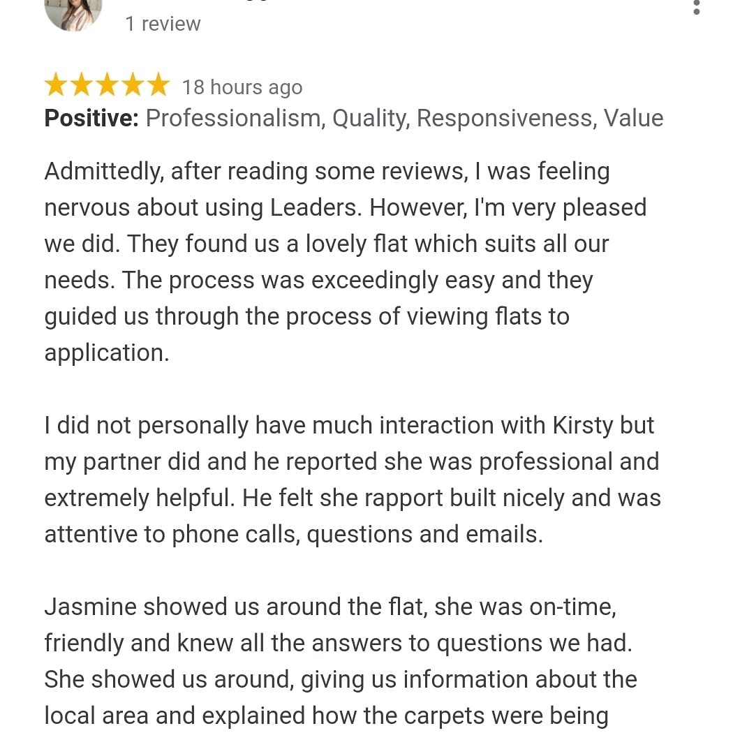 Great ⭐⭐⭐⭐⭐ review for our Senior negotiator Kirsty &amp; our negotiator Jasmine.

This is great team work💯 #greatteam #lettings #lettingsagents #review #5starreview #cirencester <a href="/LdrsCirencester/">Leaders Cirencester</a>