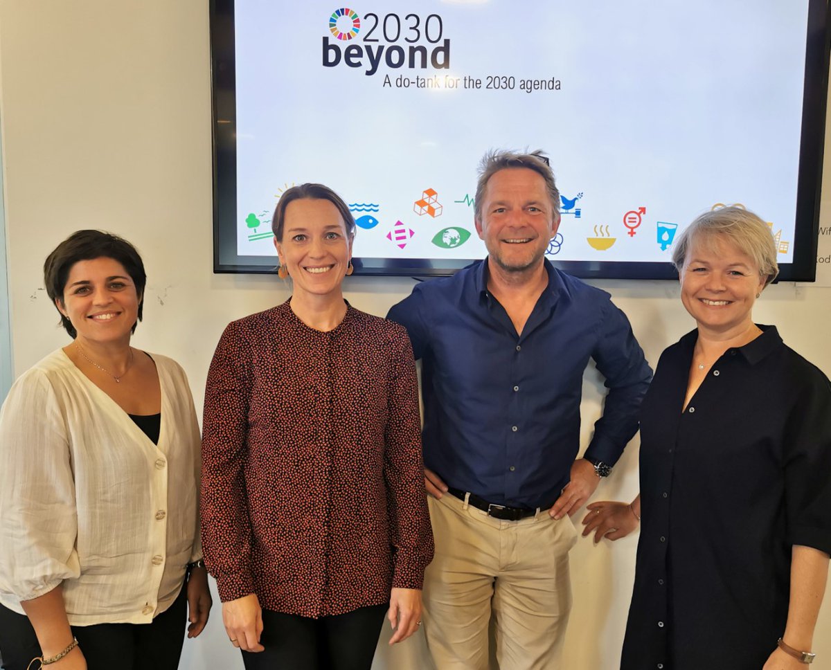 2030beyond_org's tweet photo. Proud to present our new board. Met first time yesterday. From left: Jacqueline Bryld, Kirsten Brosbøl, Claus Bindslev &amp; Hanne Brinch - Mikkel Aarø-Hansen (joined remotely). We look forward to working with partners to accelerate action #2030agenda #sdgs #decadeofaction #pfgg https://t.co/gwz7FgKGYu