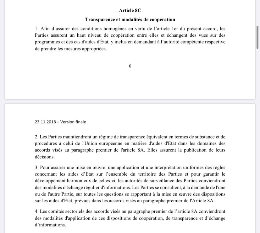 9.(iii) Finally, there’re provisions for “transparency and cooperation”. CH is asked to maintain “an equivalent transparency regime in terms of substance and produced to that of the EU.”