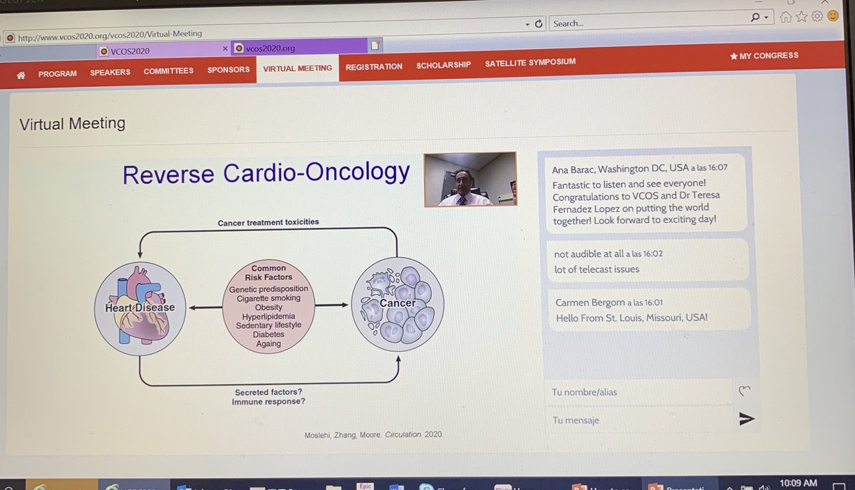 DSadlerMD's tweet image. #VCOS20 @ICOSociety great talk by Dr Javid Moslehi @CardioOncology @TeresaLpezFdez1 @DanLenihan1 @sdent_duke Strong initial two sessions! Great to have global meetings! Increased global collaborations!