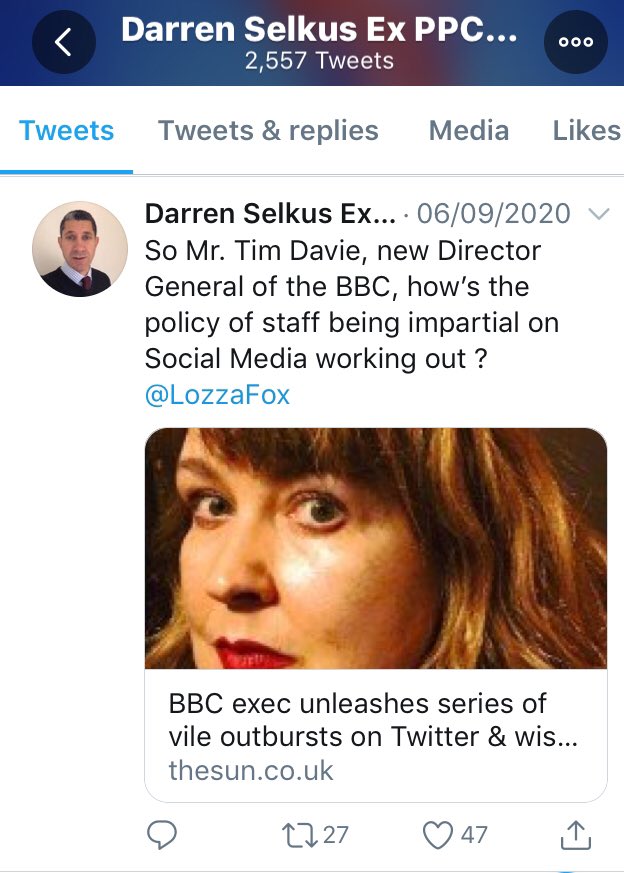 By 6 Sept, Selkus is confident enough to start tagging Looza in on his tweets about the burning issues of the day - BLM, the BBC...Looza doesn’t like them back, but that doesn’t matter to the numbers, because Dazza is the kind of man unafraid to like his own tweets...