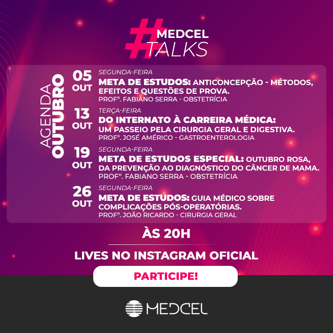 medcel's tweet photo. MEDCEL TALKS ‼️
.
Preparamos uma agenda com todas as nossas lives do Medcel Talks do mês de outubro, para você se programar com antecedência e não perder nenhum conteúdo dado por essa equipe incrível de professores. 🥰🤓🩺🗓️
.
Esperamos vocês! 👊
#medcel #medceltalks #medicina https://t.co/iFVZyflXwm