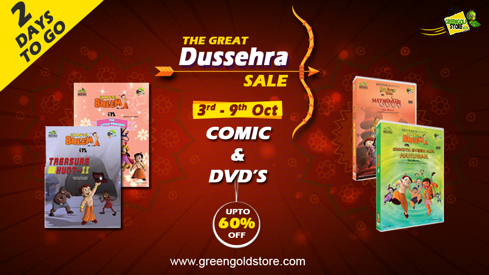 GreenGoldStore's tweet photo. Get Kids Favourite entertainment at Home with Chhota Bheem &amp; Mighty Raju Comics &amp; Dvd's and SAVE BIG in The Great Dussehra Sale at Green Gold Store.
Get GREAT DISCOUNTS From 3rd - 9th Oct'20
Visit us: https://t.co/OUAG3u1pQ2
#ChhotaBheem #offers #comics #Homevideos #cartoonmovies https://t.co/ret32DZmhI