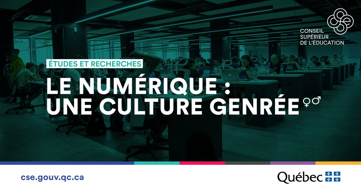 csequebec's tweet photo. Le numérique : une culture genrée, c'est le titre du plus récent document d’études et recherches que le #CSE rend public. Ce document fait état de la faible représentation des femmes dans les formations et les professions du numérique. Cliquez ici 👉https://t.co/eNMcQIkrPs
#CREBE https://t.co/yVF5x3ciU4