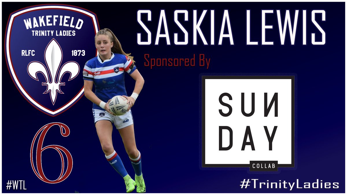 WTLRL's tweet photo. 6️⃣ Saskia Lewis is sponsored by

🤝 @sundaycollab 

🔴⚪️🔵⚜️

#WTL #WTL2020 #WTL2020Squad #WTLSquad2020 #WomensSuperLeague20 #TrinityLadies #WakefieldTrinityLadies https://t.co/vA07ukubXy