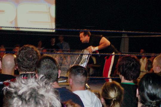 Raven vs. Sandman started as a one-on-one. They didn't do much of anything then a few minutes in Tommy Dreamer turned up with a shopping trolley full of weapons (obviously been to the Asda over the road) making it a "THREE... WAY... DANCE!!!"[cont]