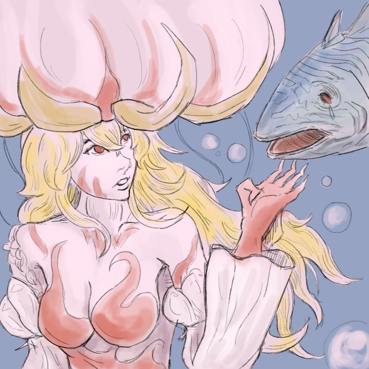 fish // day 1too tired to finish this today loli'm going for a bit of grablu themed-things for a while