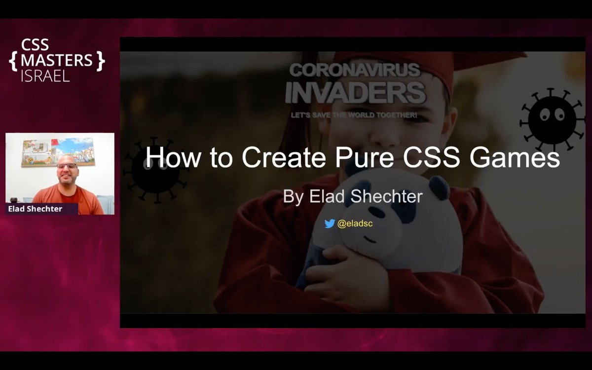 eladsc's tweet image. 📺 My new talk on "How to Create Pure #CSS Games"
Talk:
youtube.com/watch?v=TmfbHP…
Slides:
bit.ly/3evOEyr
@CodePen:
codepen.io/elad2412/full/…
Enjoy!