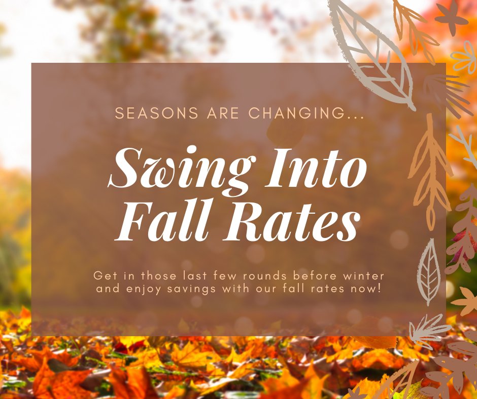 GolfElbel's tweet photo. Swing into fall rates at Elbel Park! 🍂 It's time to get in those last few rounds before winter, and take advantage of great savings on tee times this season. Book online here ➡️ https://t.co/AVuIXFWW8s https://t.co/SYGLtFNk6B