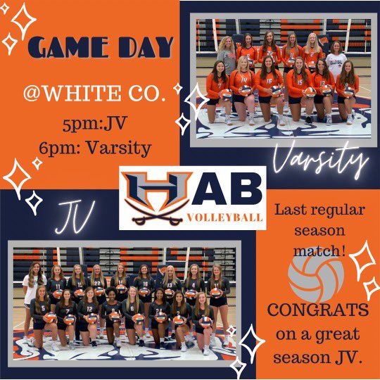 HabVolleyball's tweet photo. Our last regular season matches are tonight at White county!

JV plays at 5:00
Varsity plays at 6:00

Let’s go Raiders!! 🏐 #WinTheDay https://t.co/a1uiKDl3Ah