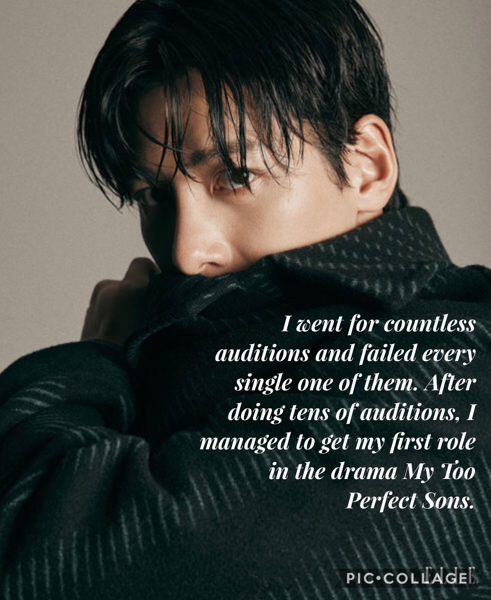  #JiChangWook’s subtle way to say  #nevergiveup I went for countless auditions and failed every single one of them. After doing tens of auditions, I managed to get my first role in the drama My Too Perfect Sons.