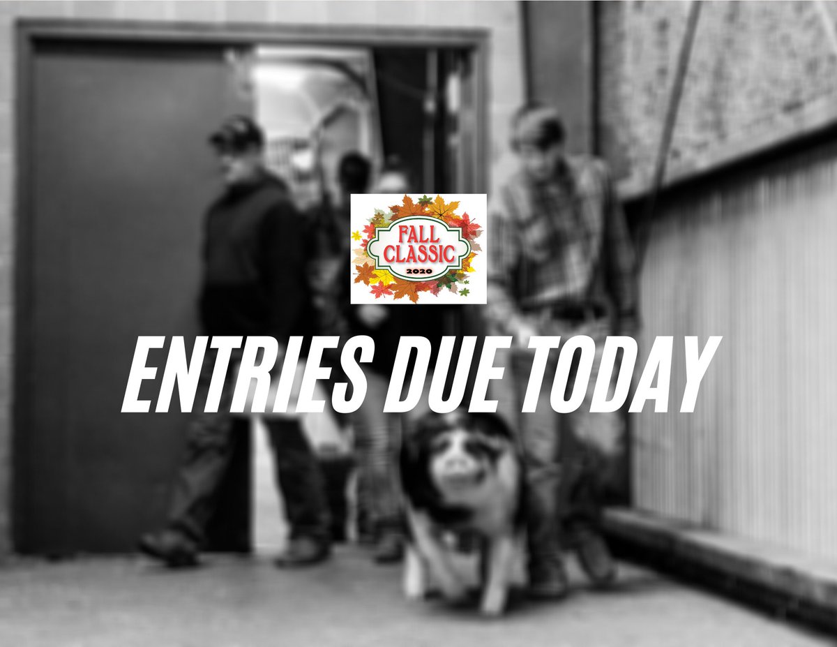 TODAY IS THE LAST DAY TO ENTER!

The 2020 Fall Classic held in Duncan, Oklahoma October 21-24. 

To enter, go to cpsswine.com/shows-results/.