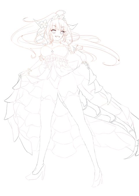 フリー線画のtwitterイラスト作品