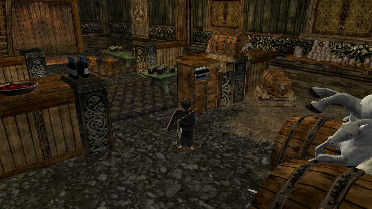 When your Mead Hall is in Eastfold, but your Kingstead home needs a bar! Poof! Barn turned to 'mini-me'ad hall 😅🍷🍻 @decodumilieu #LOTRO  Brandywine, Brooksedge