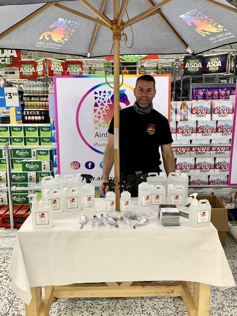 AintreeGin's tweet photo. We are here @Asda today in Aintree, Liverpool with the team handing out freebies and positive vibes! Come and see us🍹
#gin #aintree #liverpool #shoplocal #buylocal #SupportSmallBusinesses https://t.co/TGv4PnShkT