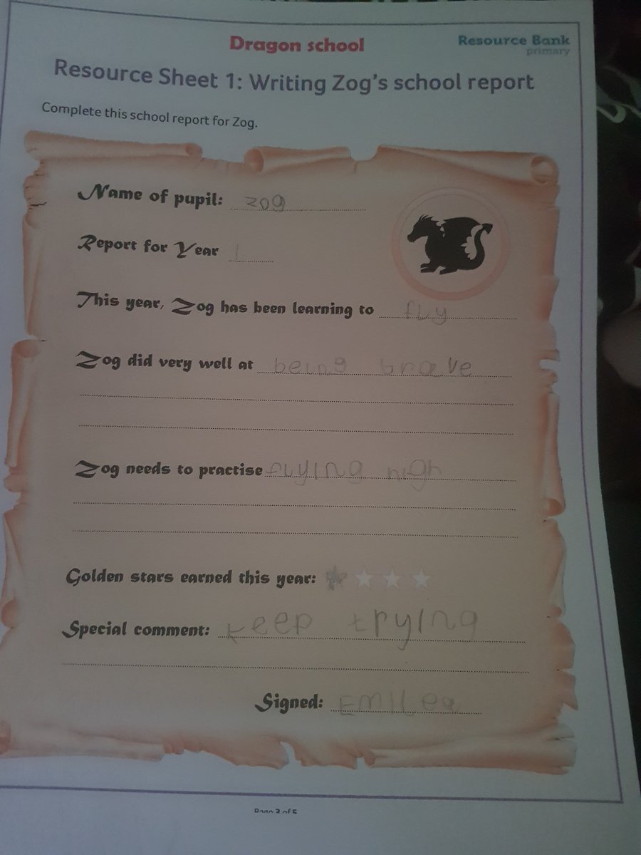 DanesInfAcad's tweet photo. ๐กMrs Harris is proud to see so many of Olive Tree class completing some of the extra 'Zog' home learning challenges, after we shared the story. #Creative #DIAReading https://t.co/nNdG2L1dub