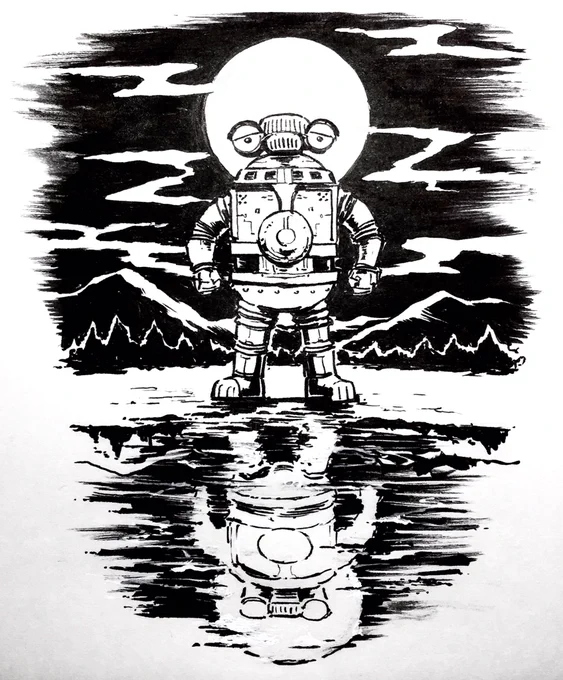Day 1: 月とセブンガー
#inktober2020 
#1日1セブンガーチャレンジ 