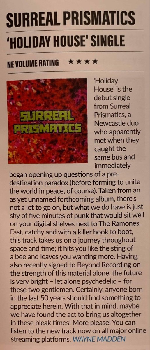 grapplearcade's tweet photo. So my band @SurrealPrism have just received a couple of reviews of our debut single. I’m absolutely buzzing, I’m going to eat 9 Choc Dips and down a pint of gravy. I’m overwhelmed with the feedback we’ve had. Thanks so much
@nevolume  

Listen to tune➡️  https://t.co/V4YtwsKr9y https://t.co/pfpNDN3zJ1