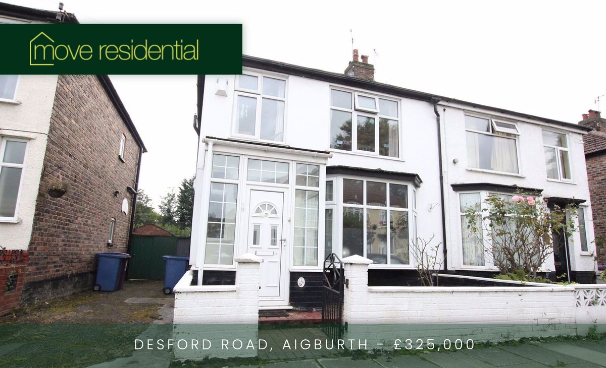 MoveResTweets's tweet photo. 🏠 | Properties for Sale 

Desford Road, Aigburth, Liverpool. Semi-Detached House > £325,000: 

✅Open Plan Lounge, Kitchen &amp; Diner
✅Rear Garden w/ Patio 
✅Family Bathroom
Don’t miss out on this perfect family home! Visit our website for more details > https://t.co/0LVZK45Znj https://t.co/xYT2x20wWT
