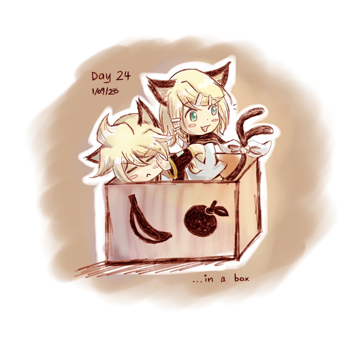 Day 24Rin and Len in a box #鏡音レン  #鏡音リン  #VOCALOID