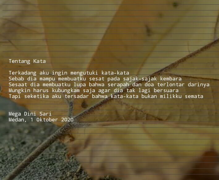 megadinisari's tweet photo. Sore yang mendung...

How are you, World?

#selfreminder
#forme
#foryou
#poem
#poetry
#sajak
#puisi https://t.co/cJ2ZtJxCpc