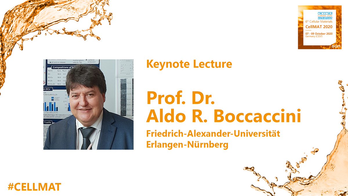 DGM_eV's tweet photo. KEYNOTE | Prof. Dr. Aldo R. Boccaccini @Boccaccini_Lab (@UniFAU) talks "Porous Bioceramics and Bioglasses" at the upcoming #CELLMAT.

>> https://t.co/GBWza2Gdj8

#DGM https://t.co/AxwECAc7kP
