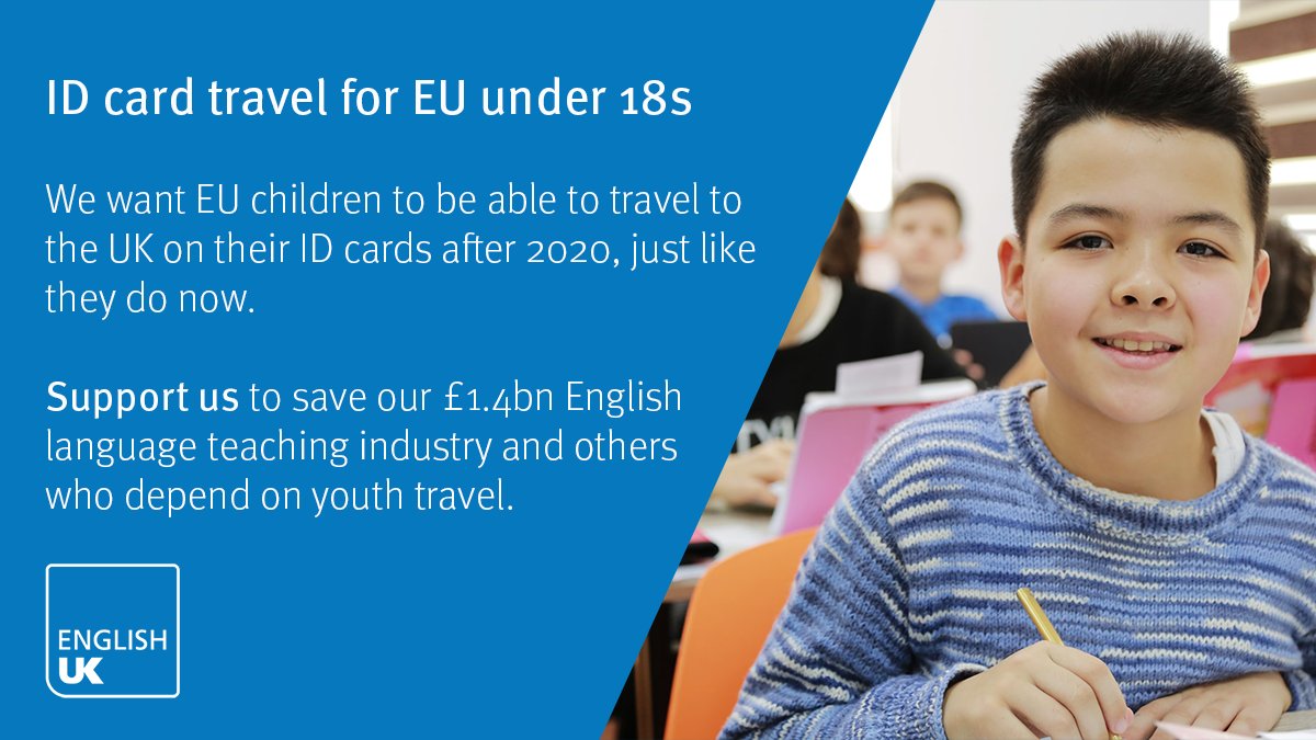Need child students to continue travelling here on ID cards? Immigration bill amendment on 5 October would allow this:  tell <a href="/ukhomeoffice/">Home Office</a> and <a href="/pritipatel/">Priti Patel MP</a> ID cards vital for #UKELT &amp; school exchanges for UK pupils. Thank you to peers giving cross-party support. #youthtravel