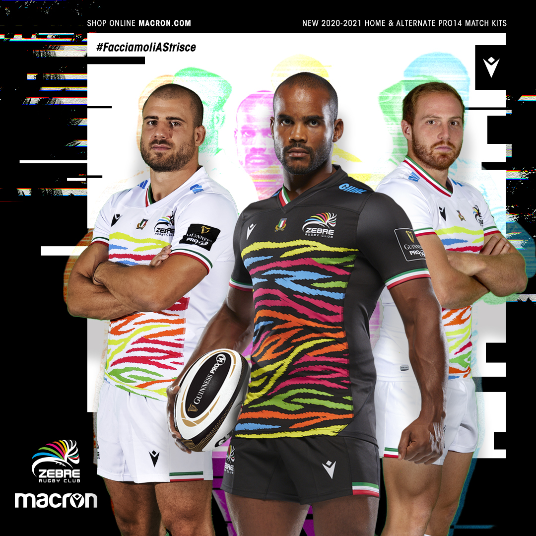 Zebre Rugby Club The New Guinnesspro14 21 Kits Revealed Zebre Rugby Macronsports Want To Write The Future Of The Franchise Together Letsstripethem The Multicolor Pattern Is The