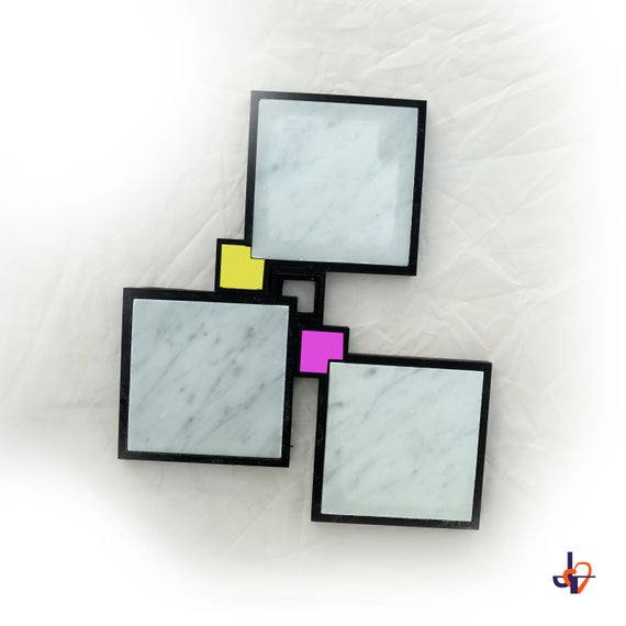 QUADRO - Coasters 'TIFFANY' special etsy.me/34J53Oq #kitchenanddining #diningandserving #whitecarraramarble #marbletrays