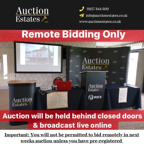 auctionestates1's tweet photo. Next weeks auction is fast approaching which means you only have 1 week left to pre-register for the remote auction. #auction #registration #remotebidding #telephone #online #proxy #property #buy #invest https://t.co/H1rSUjghyI