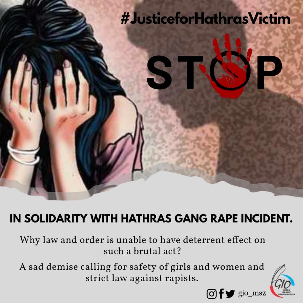 Giomsz1's tweet photo. The case should be dealt by fast track court. The saddest part is social dynamics of the crime. 
- Vice President JIH

#nomorerape #lawandorder
#JusticeForHathrasVictim 
#JusticeForManishaValmiki 
#HathrasHorror 
#HathrasHorrorShocksIndia 
#JusticeForIndiasDaughters https://t.co/wUHFDBkjts