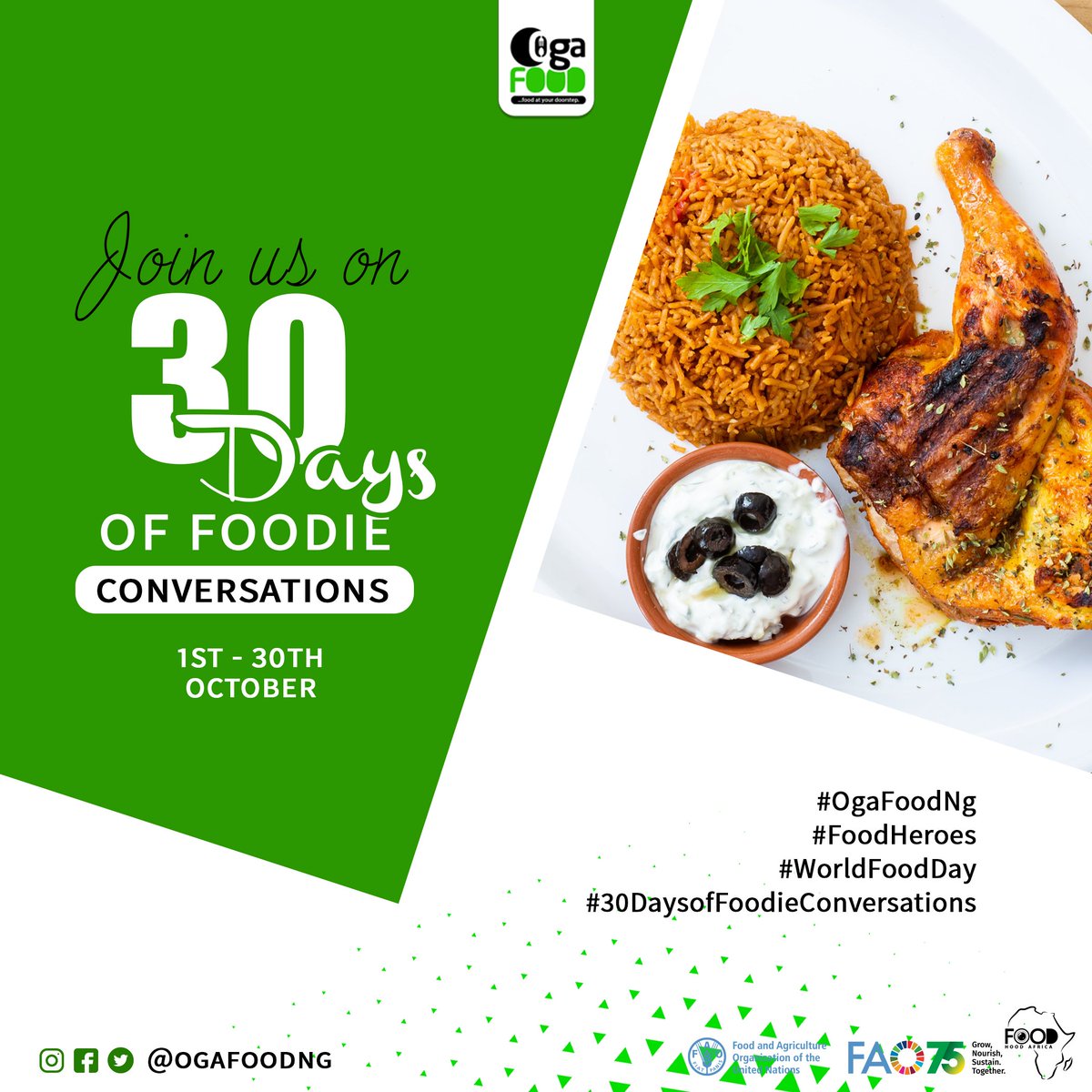 OgaFoodng's tweet photo. Join us on a  #30DaysOfFoodieConversations from OgaFoodNg to all the Foodie in the world to celebrate #WorldFoodDay. 

 Don't forget to #SendBisola on any delivery and errands. https://t.co/rCIIDljIK8