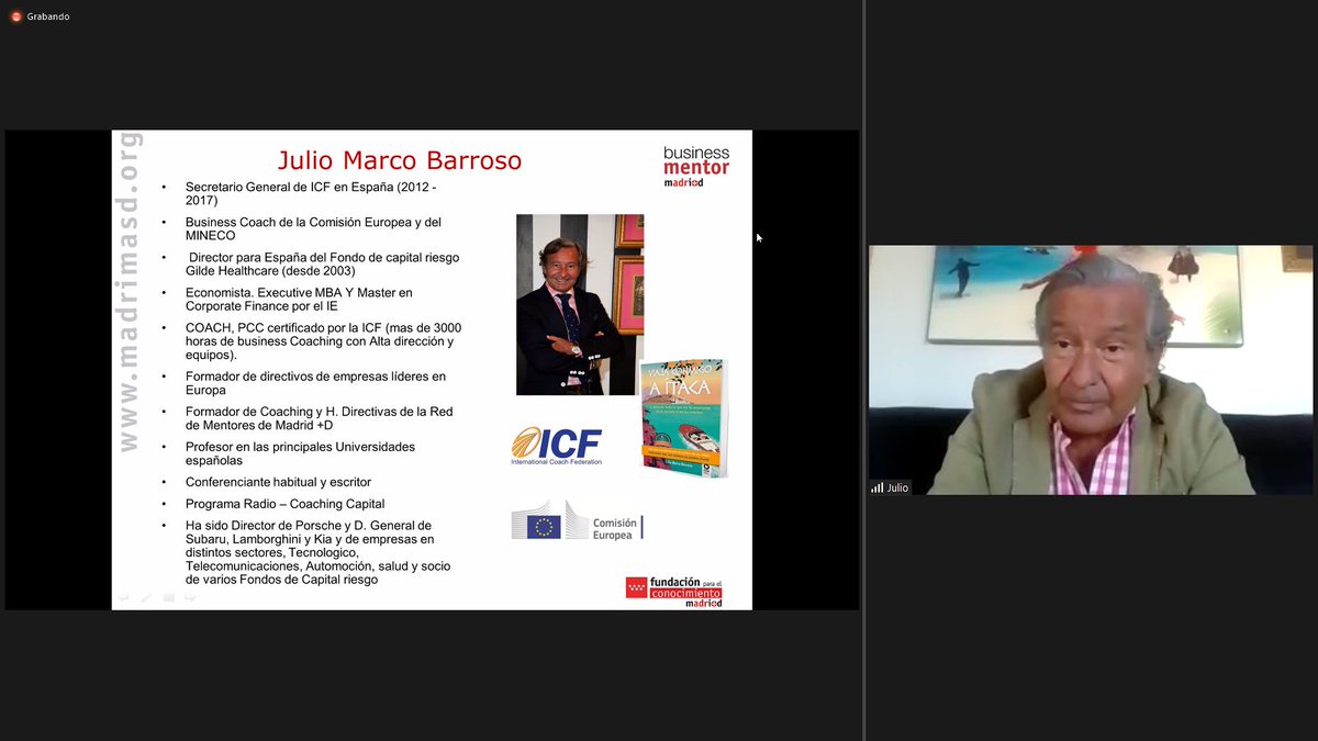 madrimasd's tweet photo. Los mentores de la @urjconline participantes en la 23ª edición #businessmentorcert trabajan junto con @juliomarcocoach las habilidades de gestión de las relaciones de coaching con emprendedores https://t.co/uYWQsATA2C