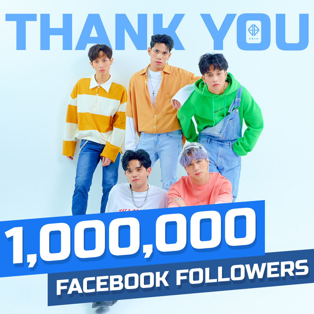 SB19Official's tweet photo. No words can express our gratitude as we achieve this milestone! Thank you, 1 MILLION Facebook followers 💙

#SB19FBMillionaires

#SB19 #SB19_SEJUN #SB19_JUSTIN #SB19_STELL #SB19_JOSH #SB19_KEN https://t.co/oBD9hSsvaR
