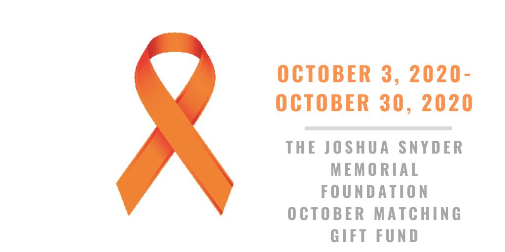 JSMemorial's tweet photo. The JSMF October Fundraising Drive runs from 10/3-10/30. This year we have the opportunity to match funds. Learn more here: https://t.co/xPdmXp81Bg Please consider donating as a way to honor Josh’s dream of helping others. All funds raised go directly to our scholarship fund. https://t.co/zlwakpX10y