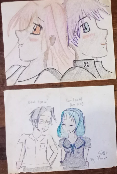 These two on the left are two of my cherished drawings. Not because of the greatness or skills they exhibit but because if it weren't for these two, the ones on the 2nd and 3rd wouldn't have existed. 