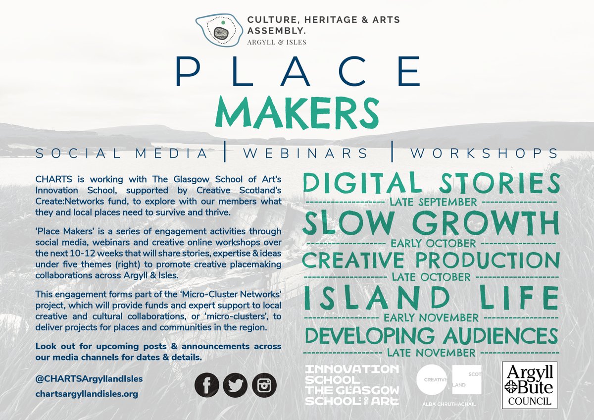 wanderargyll's tweet photo. @CHARTArgyllIsle are working with @Innovation_Sch to explore what their members &amp; local places need to survive and thrive. #placemakers is a series of activities to encourage collaboration across #argyllisles. More info + 📅free events https://t.co/Ymdf7ZO9WS https://t.co/0akxDx5FOd