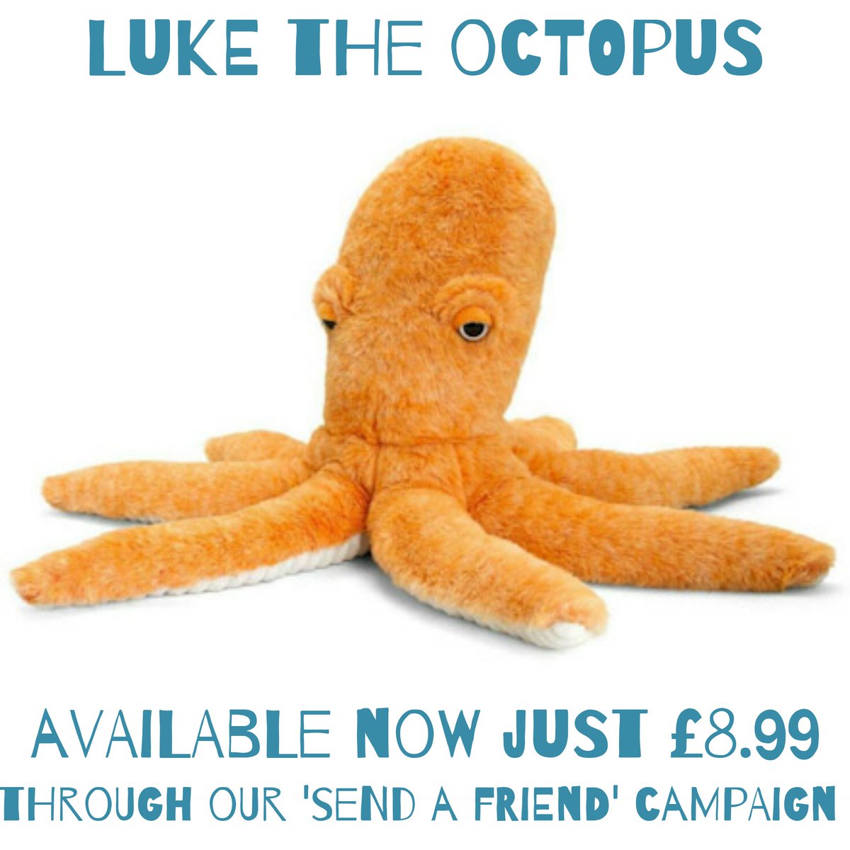 It's the 1st! Welcome to the latest member of our special 'Send A Friend' gang... introducing Luke The Octopus 🐙 How cute is he? Perfect for autumn with his orangey sunset colours. Available to buy now on our website where you can also read his heartbreaking backstory. 💙
