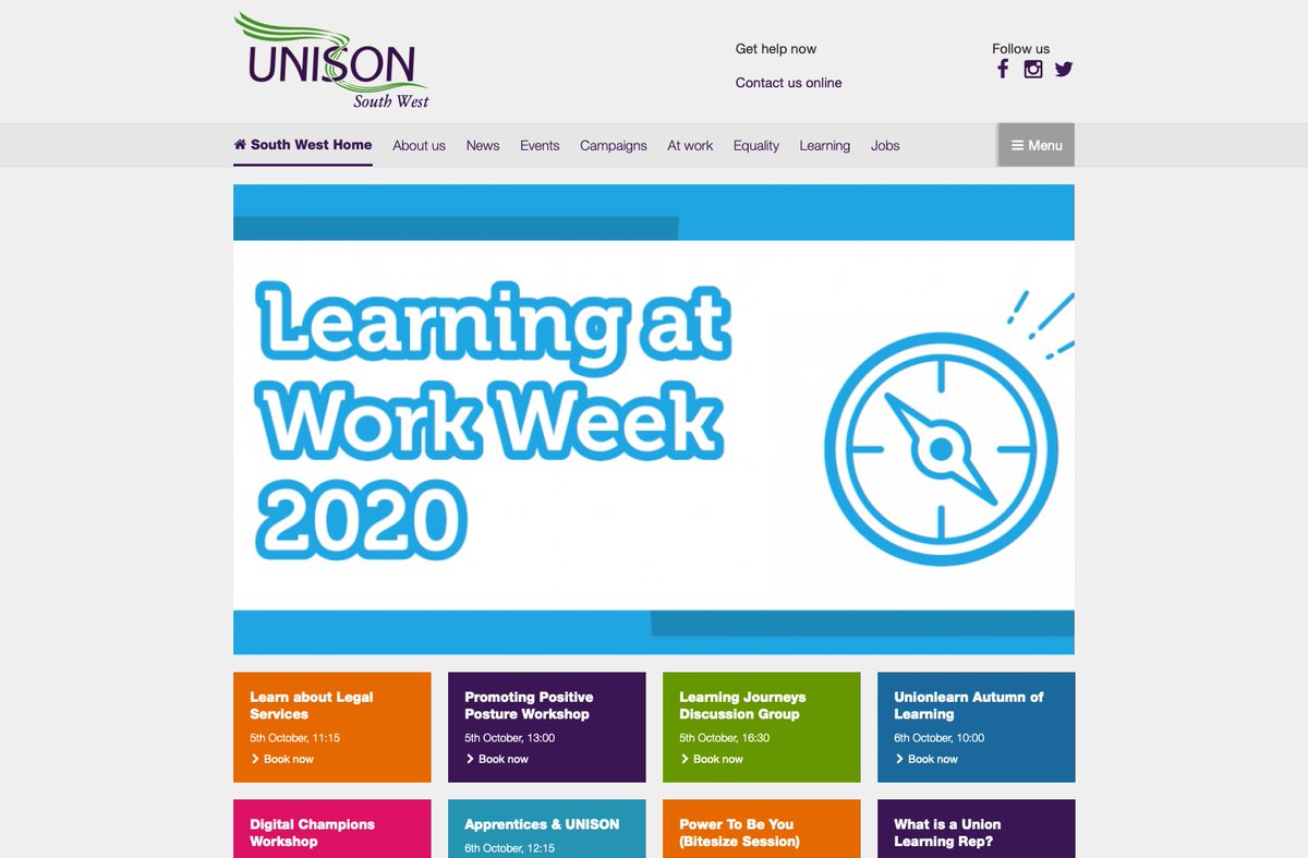 UNISONSW's tweet photo. The UNISON @SW_EduEqual team have taken over the homepage on our website for Learning at Work Week.
๐๐ผ https://t.co/Dy51AWCvEt
#SWLAWW20 https://t.co/NEwZ8VPKRJ