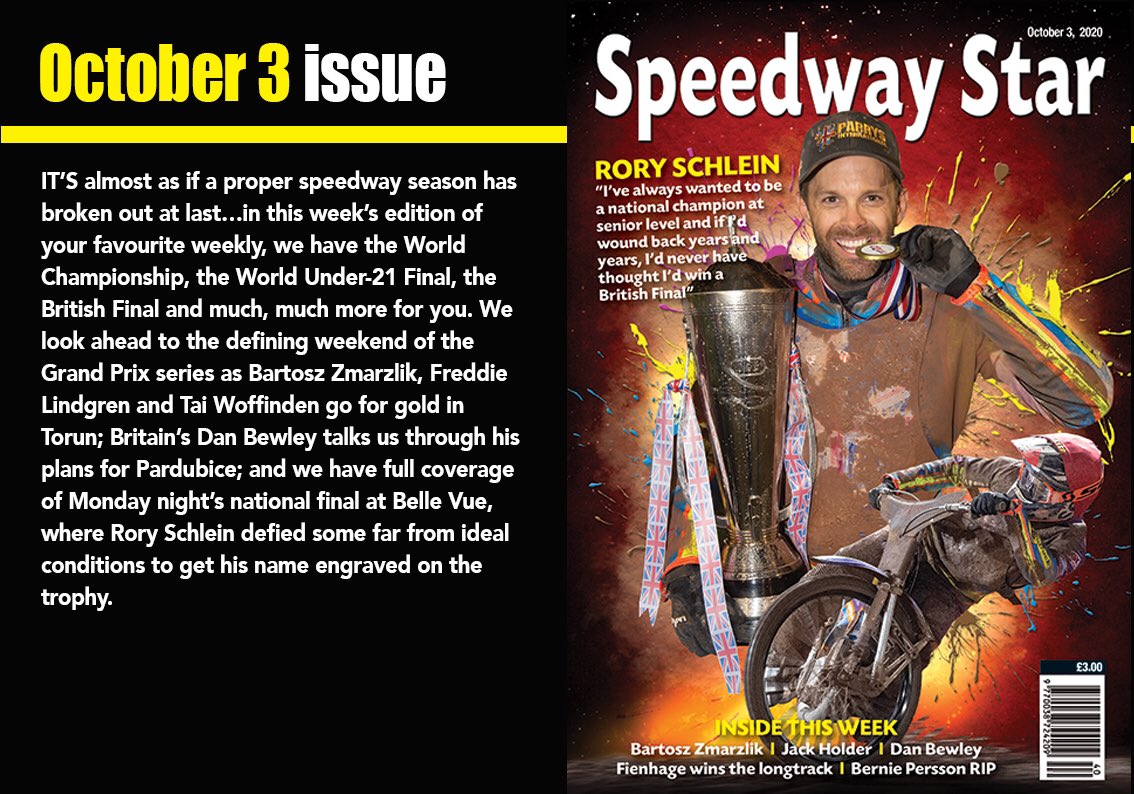 speedwaystarmag's tweet photo. Happy @speedwaystarmag day! 🎉

We’ve worked around the clock to bring you a bumper edition this week!

Featuring...
🇬🇧 British Final Report + Reaction
🌎 World Under-21 Final Preview
🏆 Grand Prix Final Rounds Preview
🏁 Around the British Leagues

💻- https://t.co/BroQrtGnIo https://t.co/9SNf6EZicT