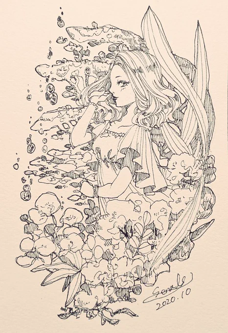 「Fish from rium girl」#inktober2020 