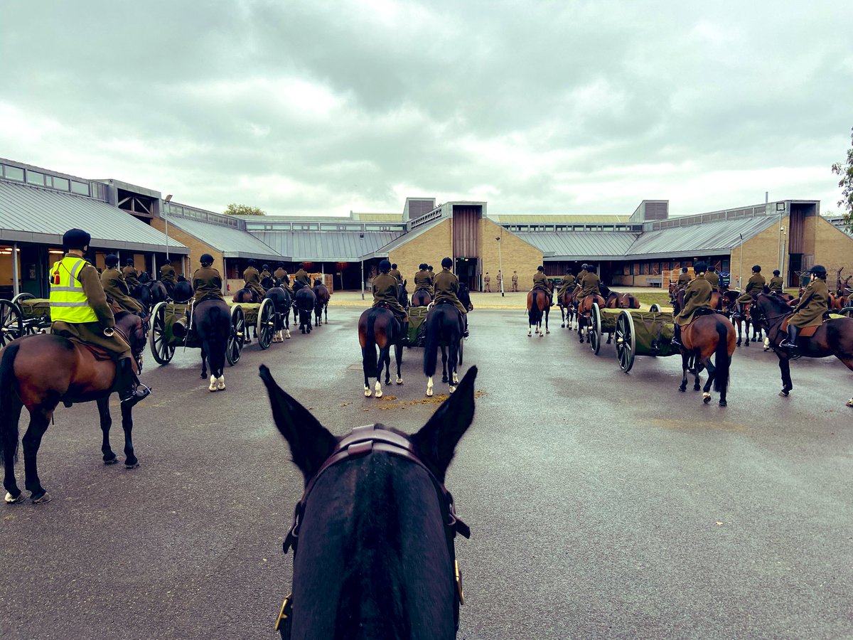 The @KingsTroopRHA waiting patiently for the Commanding Officer and the Brigade Major to take them out on Draught Parade #KTRHA #getonparade #mountedgunners #ArmyConfidence #oneregiment