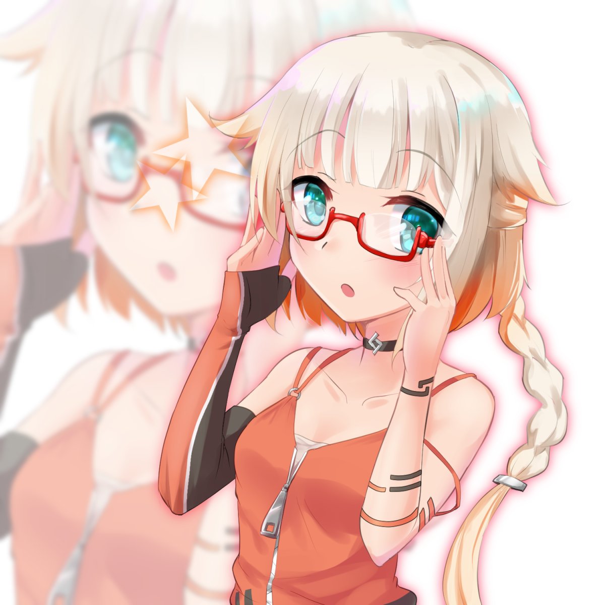 「すごく久方ぶりにONEちゃん描いた
眼鏡の日でもあるし眼鏡を装着。何色が似合うか」|羽山 悠@skeb・依頼募集中のイラスト
