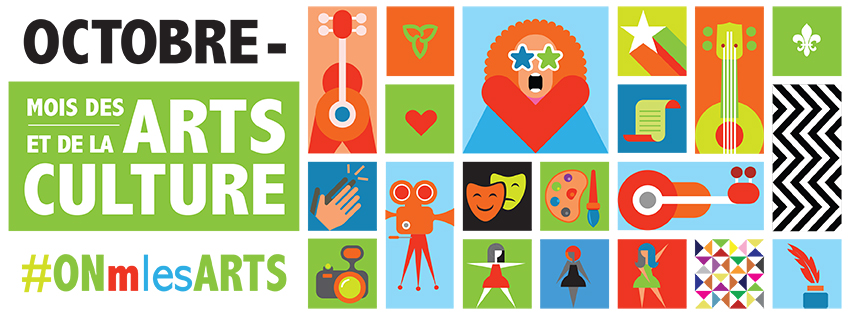 Bienvenue à Octobre - Mois des arts et de la culture en ON français! Partagez vos bons coups et coups de coeur, faites la promo de vos activités avec #ONmlesarts! Passez le mot! Combattons la grisaille de la 2e vague!