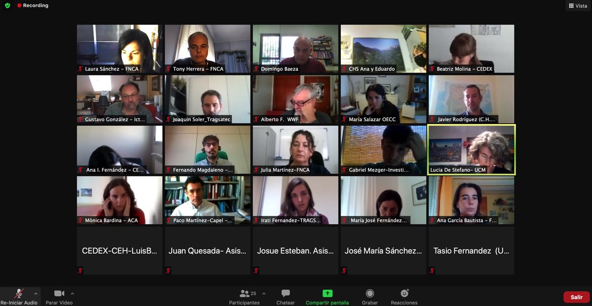 Imagen del taller sobre caudales ecológicos del pasado 25 de sept. con representantes de administraciones, ONGs y Universidades. <a href="/FNCAgua/">Nueva Cultura Agua</a> <a href="/FBiodiversidad/">Fundación Biodiversidad</a> @info_conama <a href="/Cirefluvial/">Centro Ibérico de Restauración Fluvial - CIREF</a> <a href="/riosconvida/">Ríos con Vida</a> <a href="/CH_Ebro/">Confederación Hidrográfica del Ebro</a> <a href="/chsriosegura/">Confederación Hidrográfica del Segura</a> <a href="/chtajo/">Confederación Hidrográfica del Tajo</a> <a href="/CH_Guadiana/">Confederación Hidrográfica del Guadiana</a> <a href="/chd_duero/">Confederación Hidrográfica del Duero</a> <a href="/CHJucar/">Confederación Hidrográfica del Júcar</a> <a href="/mitecogob/">Transición Ecológica y Reto Demográfico</a> <a href="/iAgua/">iAgua</a>