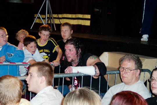 Similar to Alex Shane's supershows, 1PW arranged additional UK weekend bookings for some of the imports to recoup some of the cost of bringing them in.So, the night before 1PW I got to see Raven, D-Lo Brown and a trashed Sandman at a wZw show in Middlesbrough Town Hall.[cont]