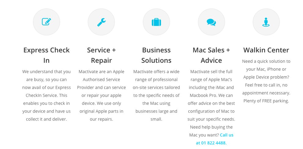 Mactivate's tweet image. At Mactivate, we offer multiple Apple certified services to ensure your Apple product is operating at its best. Check out our complete services below or visit us at mactivate.ie to find out more!