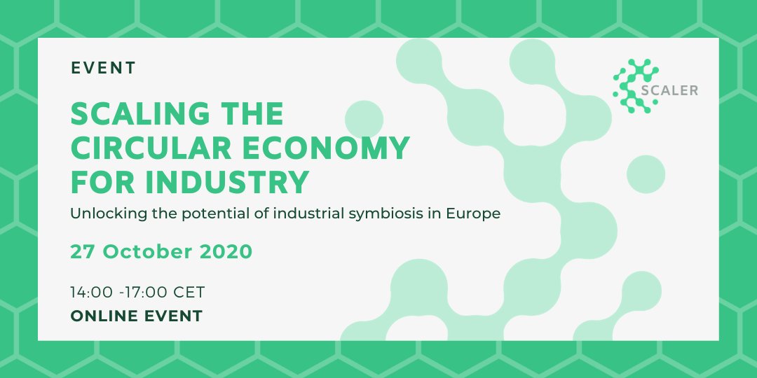 Want to find out more about the SCALER results, and hear from other actors in the field working towards more #industrialsymbiosis in the #EU? Join our final #event "Scaling the #circulareconomy for industry" on 27 October at 14:00 - Register here: bit.ly/SCALERevent