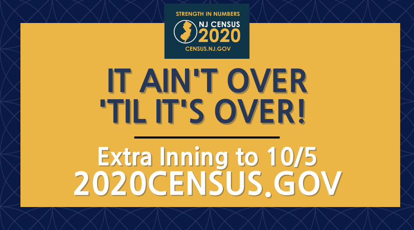 NJCivicEngage's tweet photo. #2020Census has been extended to October 5th. There’s still time to make a difference for your community. Take 10 minutes and #FillitOutNow at https://t.co/Zj8qebPlA9 or by phone at 844-330-2020 (English) or 844-468-2020 (Spanish).
#NJCensus2020 #NJGOTC https://t.co/jroj06Oxl0